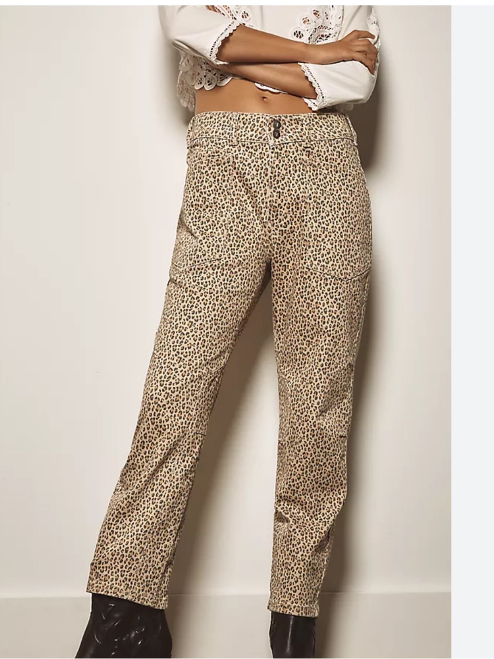 Pilcro Beige Leopard-Print jeans Anthropogy